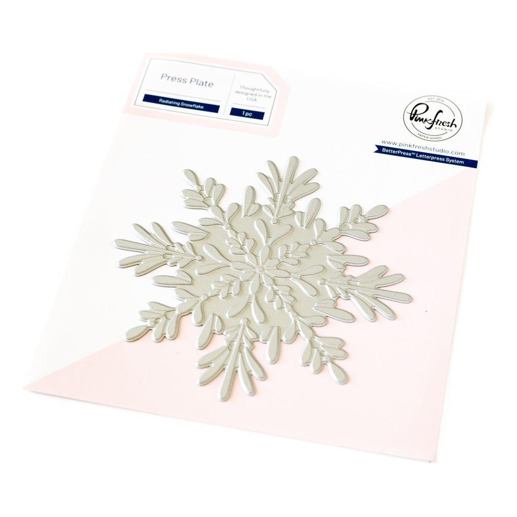 Pinkfresh Studio Radiating Snowflake Die Stencil And Press Plate Bundle Hotfoil