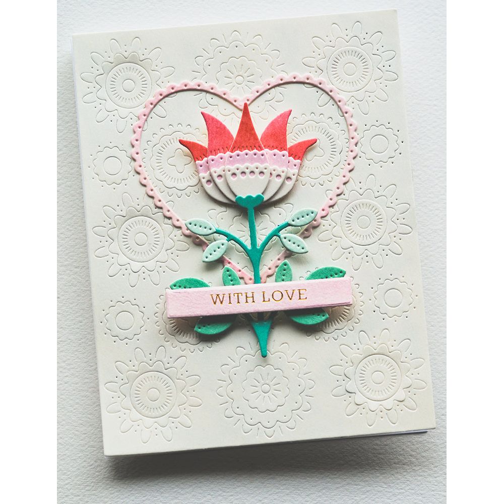 Scandinavian Flower/Diamond Mini Pottery Stamp - July 2023 stamp