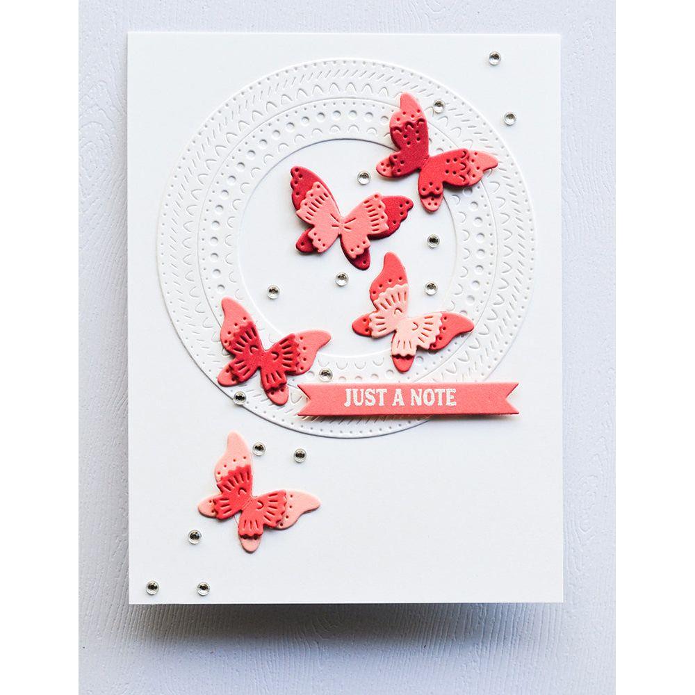 Poppy Stamps Nordic Butterfly Trio Dies 2624 just a note