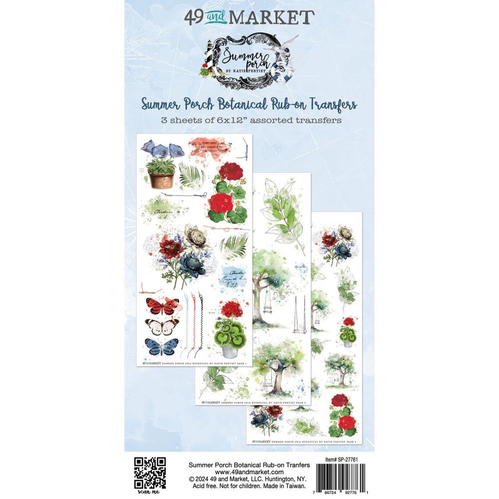 49 and Market Summer Porch Botanical Rub On Transfers sp-27761