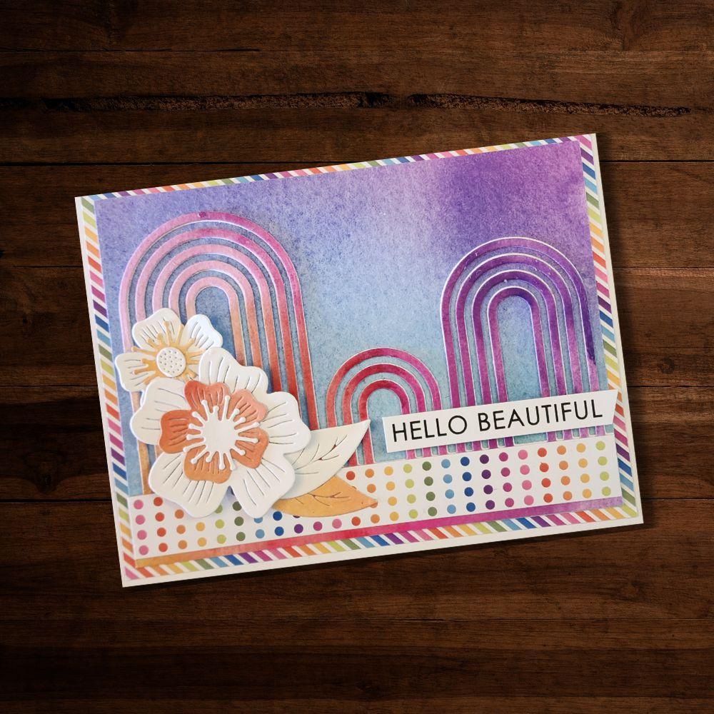 Paper Rose Arches Border Die 29008 hello card