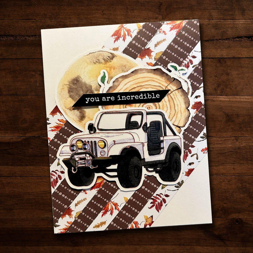 Paper Rose Mountain Trek 2.0 Embossed Die Cuts Die Cuts 29988 jeep outdoors card