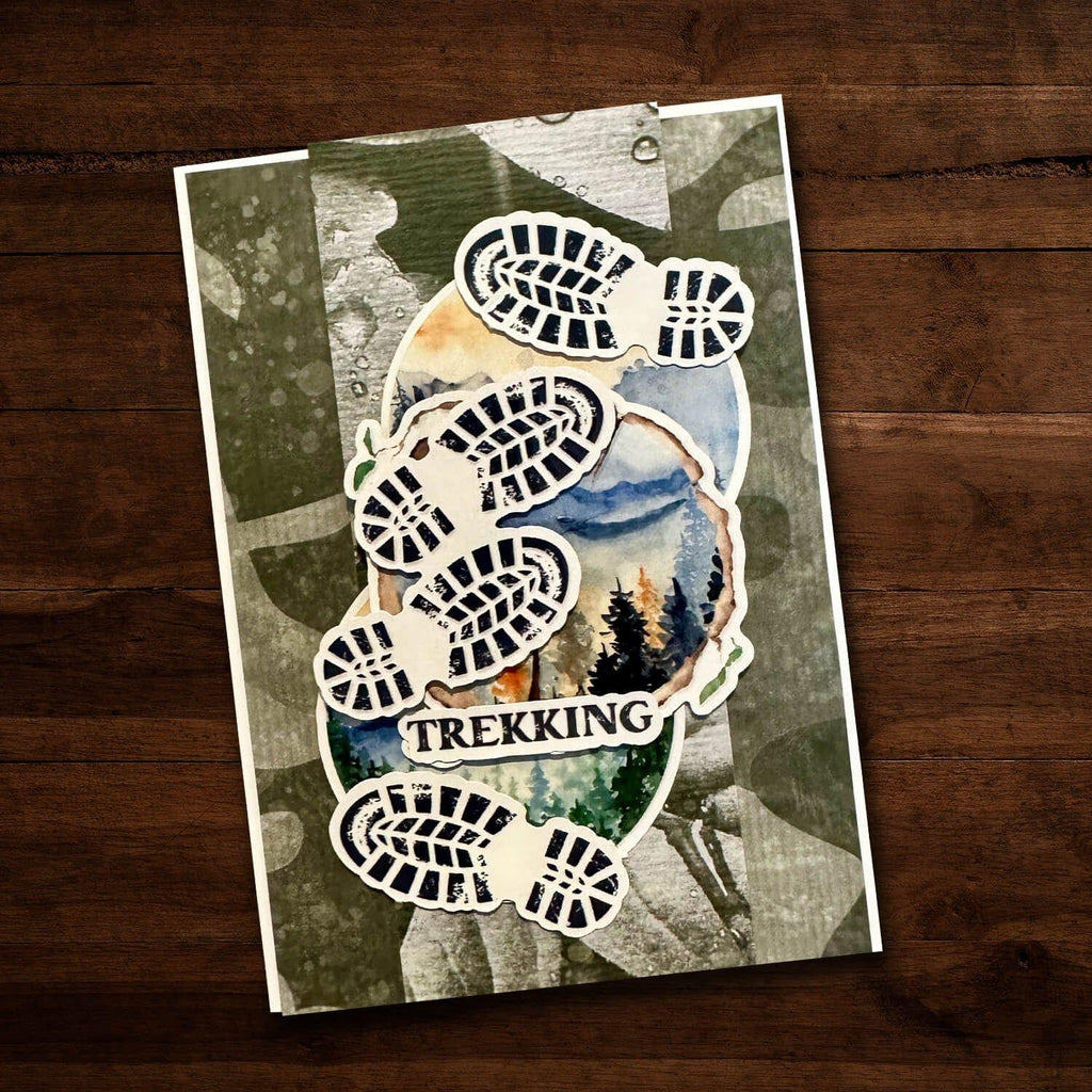 Paper Rose Mountain Trek 2.0 Embossed Die Cuts Die Cuts 29988 bootprint hiking card