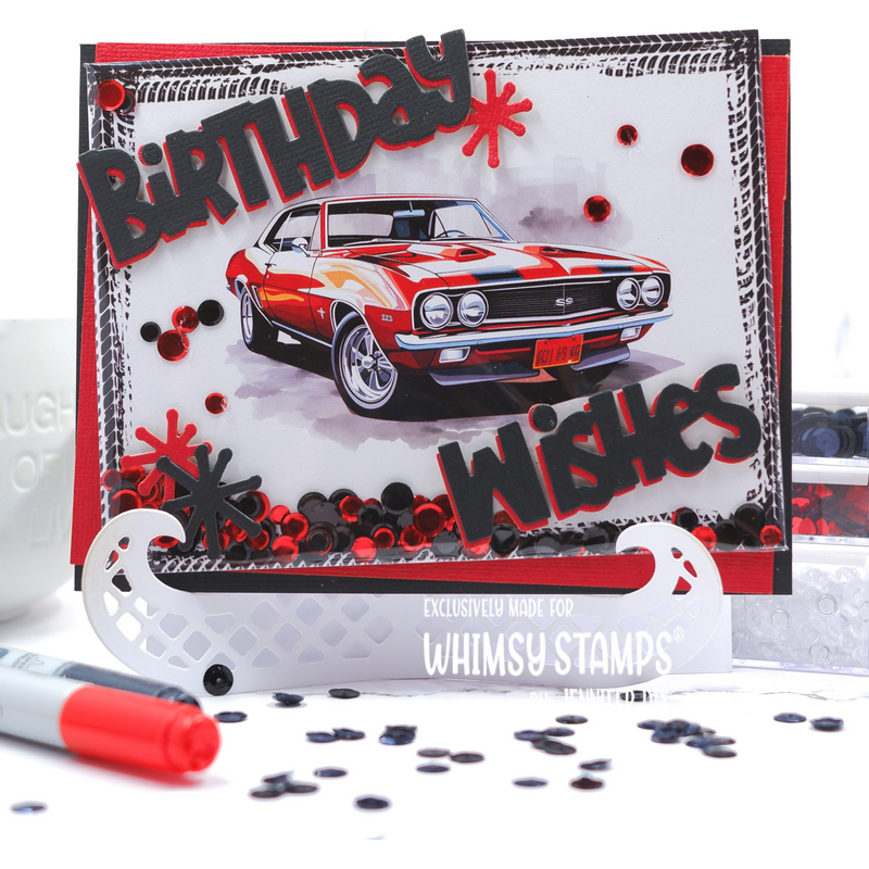 Whimsy Stamps Classic Cars Quick Card Fronts Papers wsqcf-13 birthday wishes