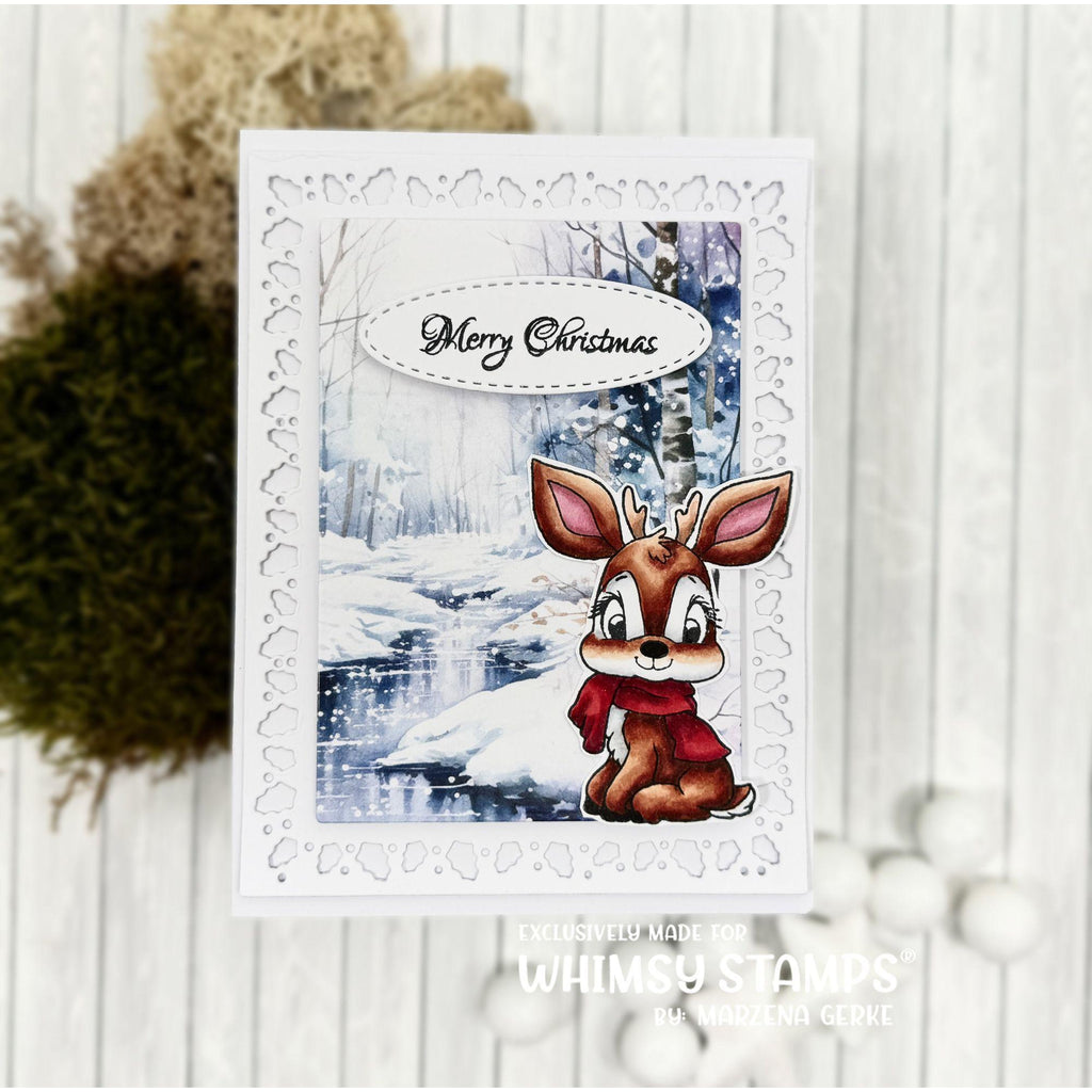 Whimsy Stamps Christmas in the Woods Clear Stamps c1250a merry christmas