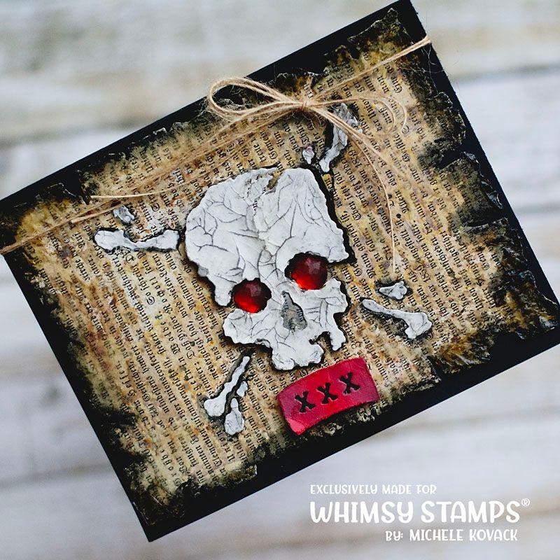 Whimsy Stamps Treasure Map Dies WSD208 skull and crossbones