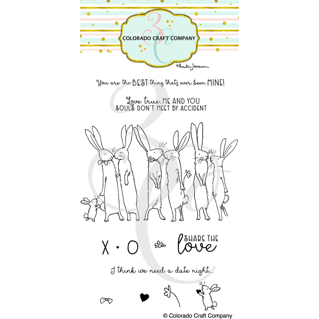 Colorado Craft Company Anita Jeram Share the Love Rabbits Clear Stamps aj944