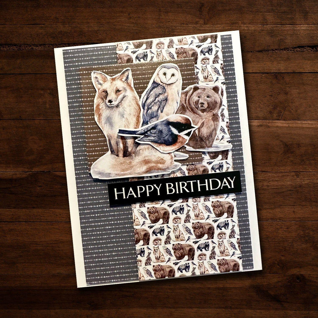 Paper Rose Mountain Trek Die Cuts 30000 happy birthday wild animal card