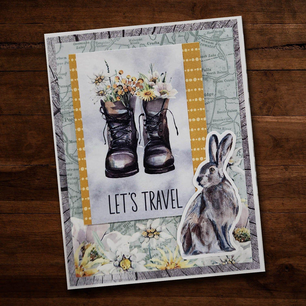 Paper Rose Mountain Trek 2.0 6x6 Paper 30093 let's travel boots card