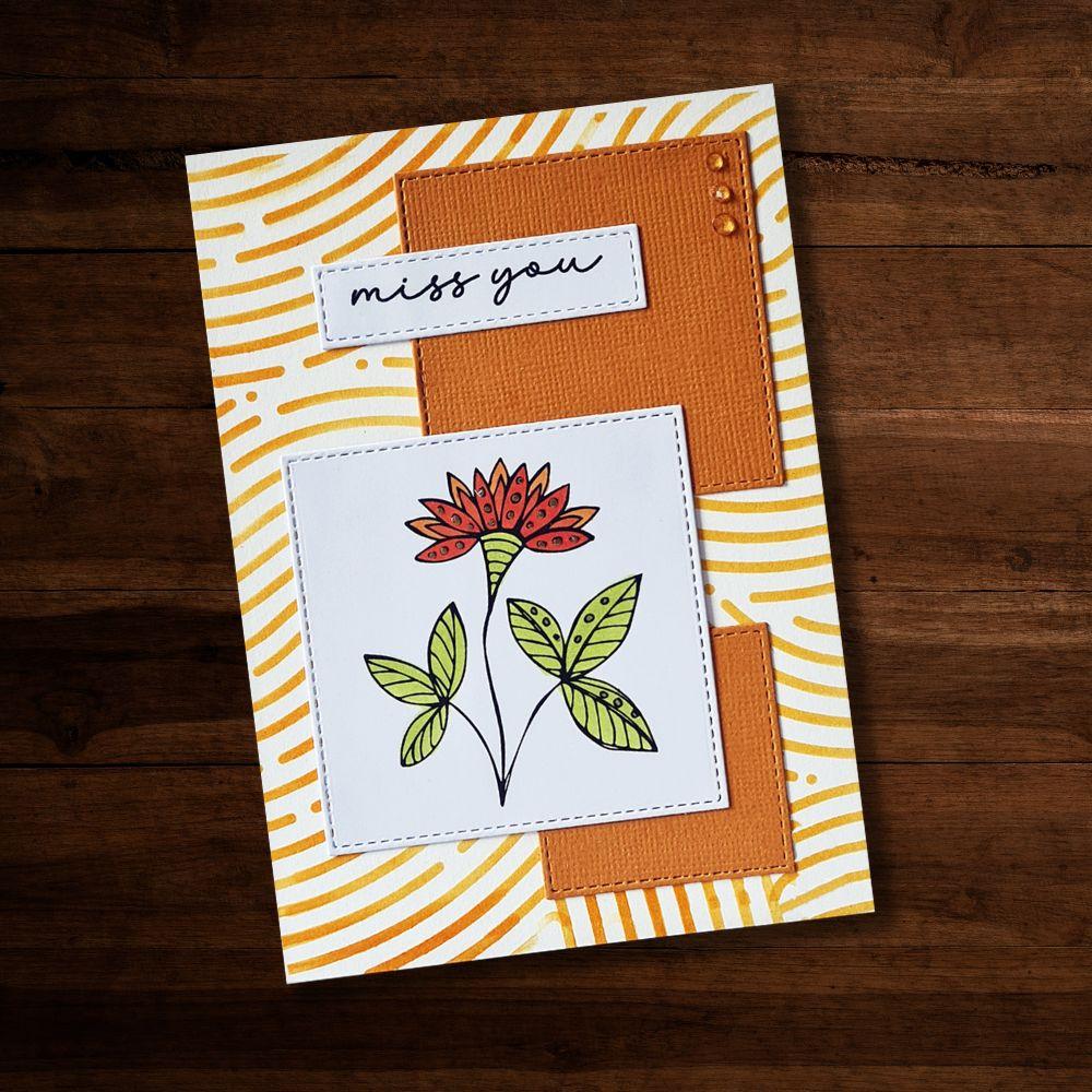 Paper Rose Sketched Flower 1 Clear Stamps 30264 miss you card