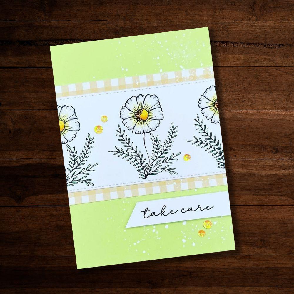 Paper Rose Sketched Flower 2 Clear Stamps 30267 take care card