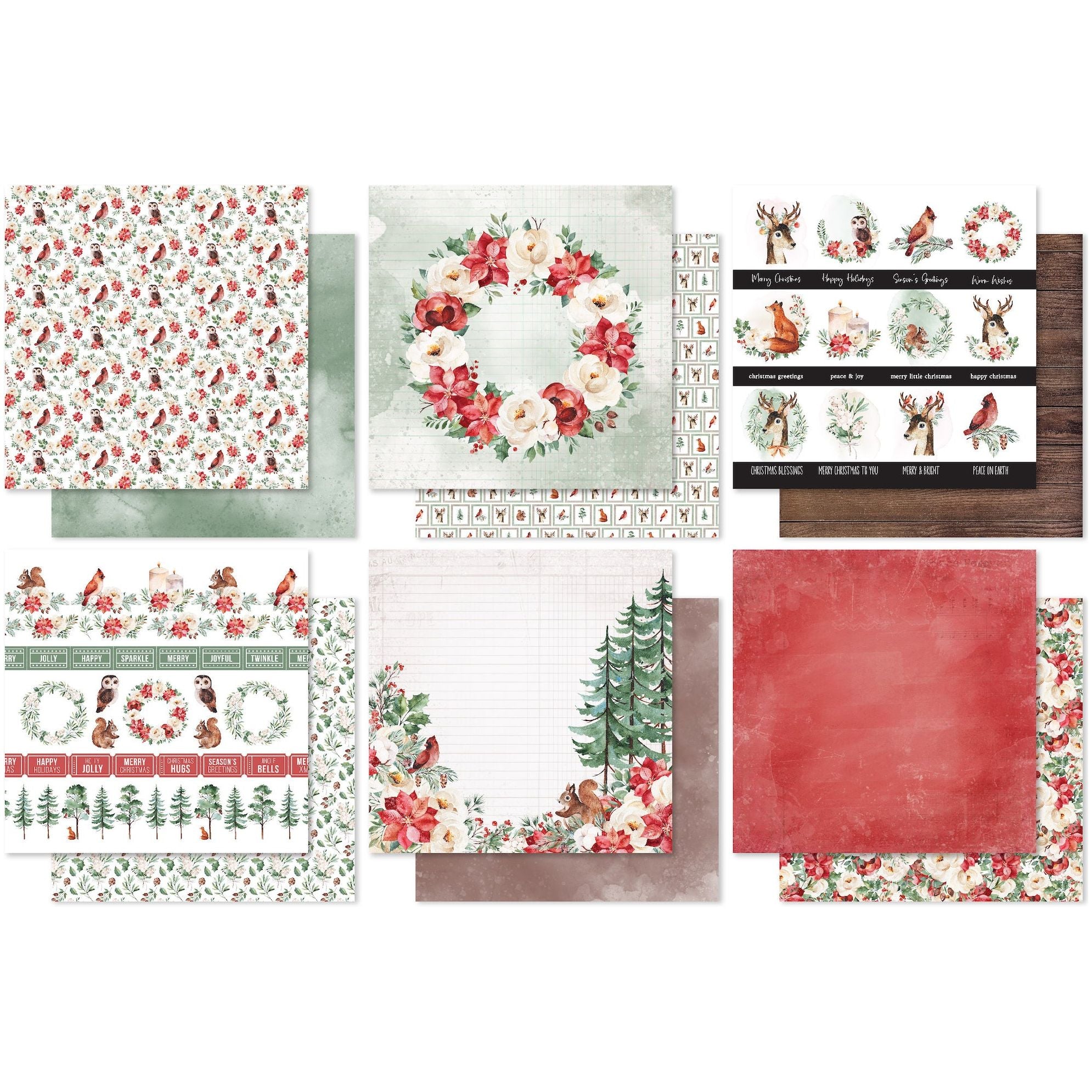 6x6 - Christmas Flora Scrapbook Paper