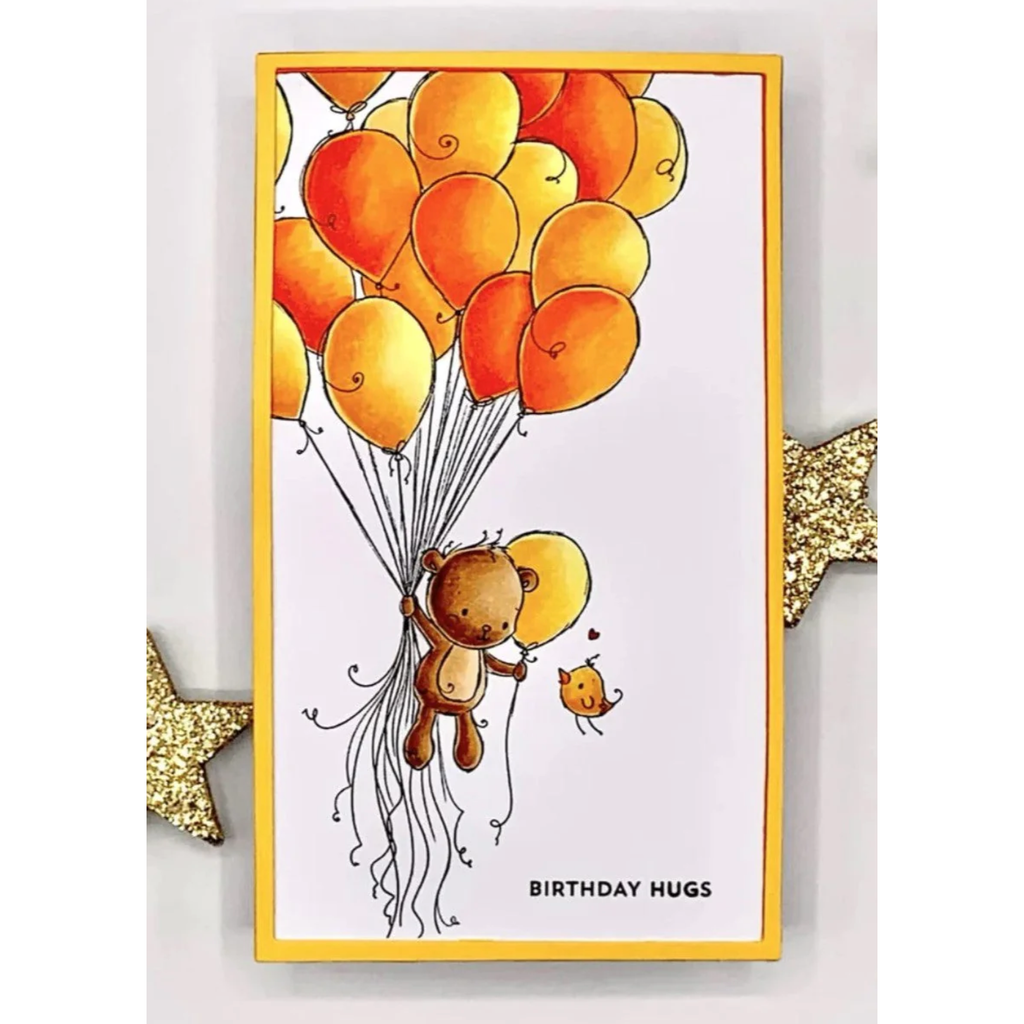 Paper Rose Teddy's Balloons Clear Stamp 30687 birthday hugs