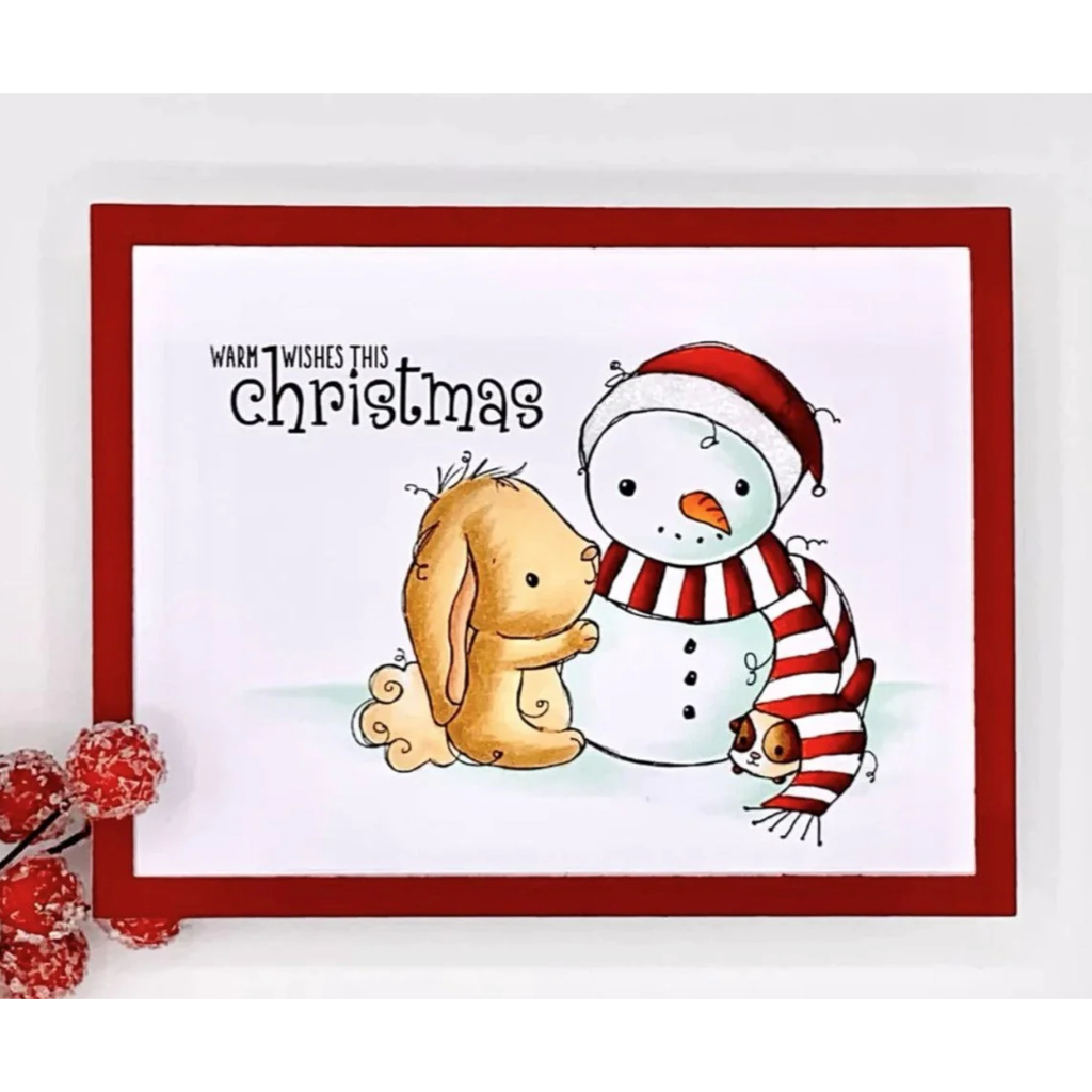 Paper Rose Bunny & Guinea Snowman Clear Stamp 30696 christmas