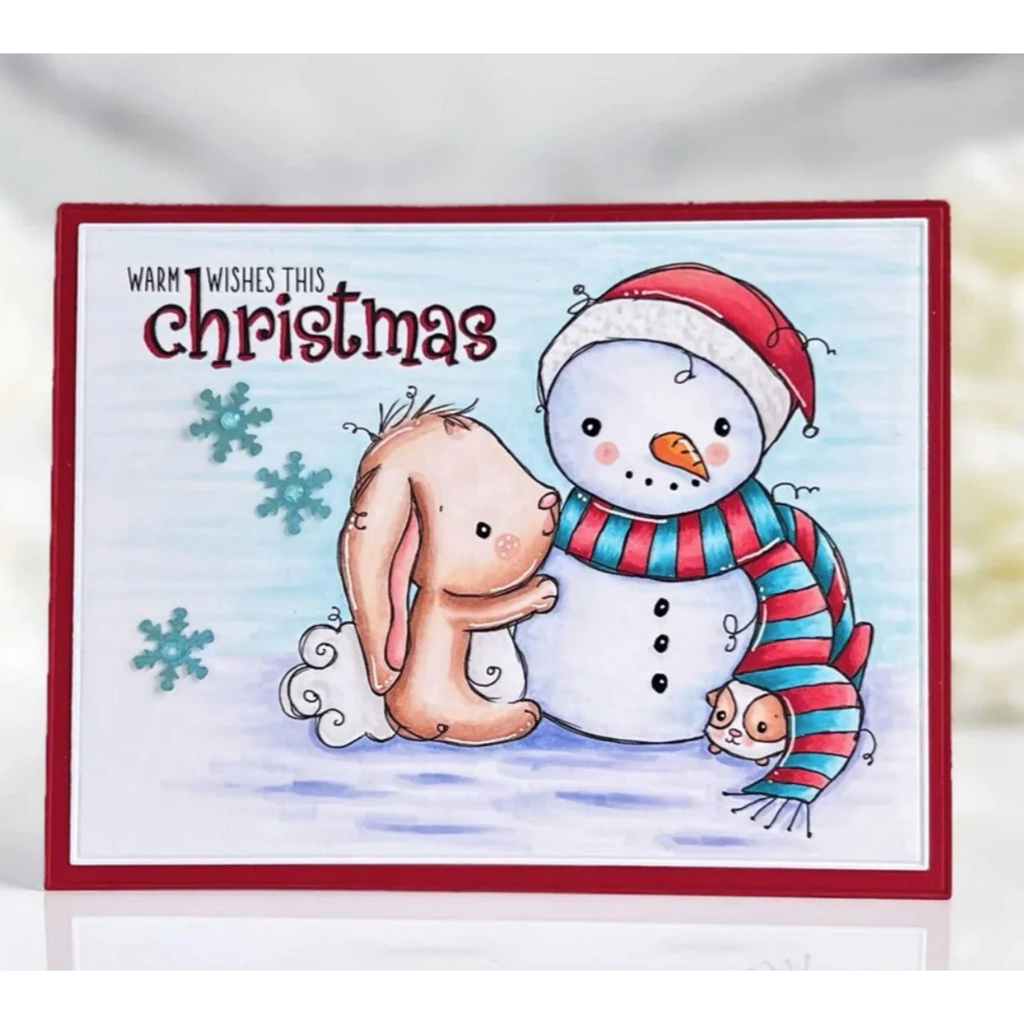 Paper Rose Bunny & Guinea Snowman Clear Stamp 30696 warm wishes