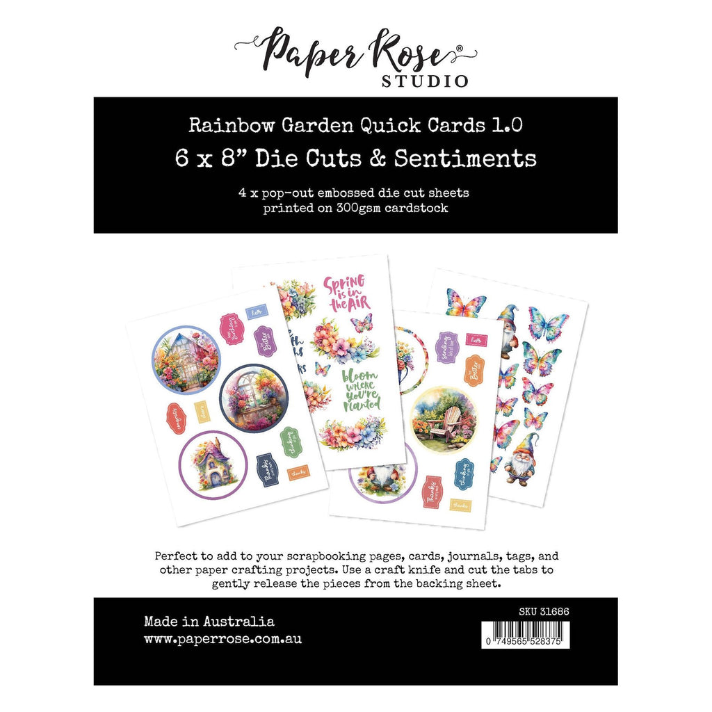 Paper Rose Rainbow Garden 1.0 Die Cuts & Sentiments 31686