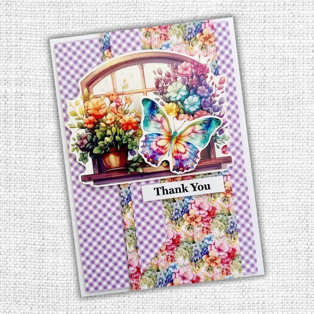 Paper Rose Rainbow Garden Embossed Die Cuts 31698 thank you