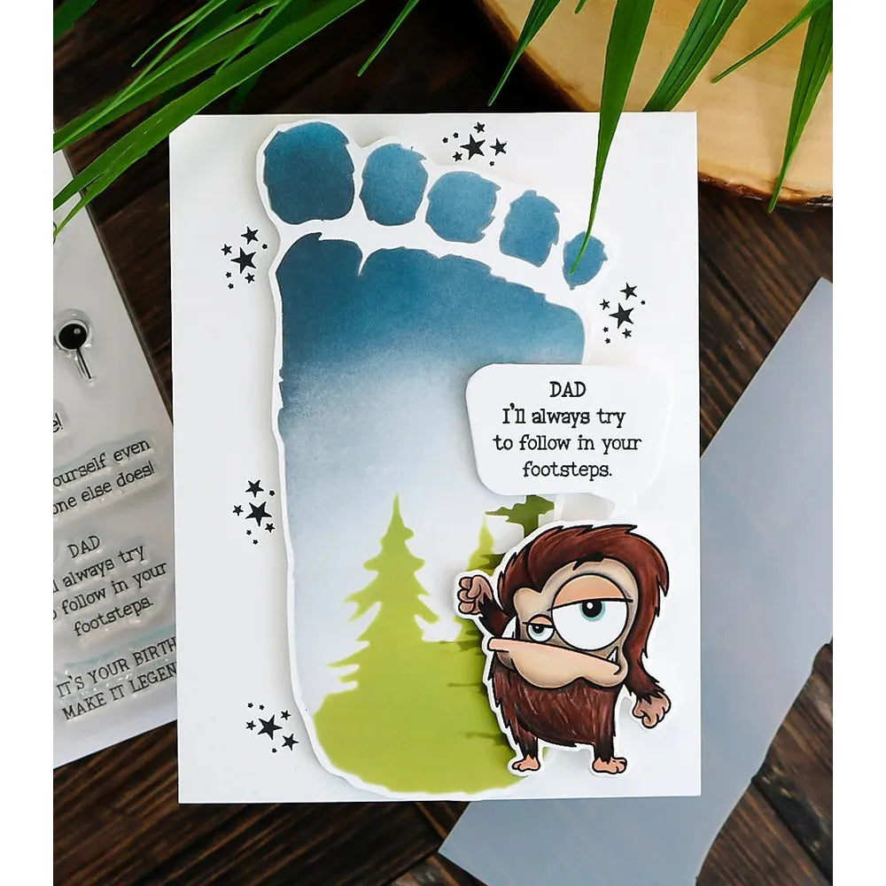 This Calls For Confetti Sentimental Sasquatch Clear Stamp and Die Set happy father's day