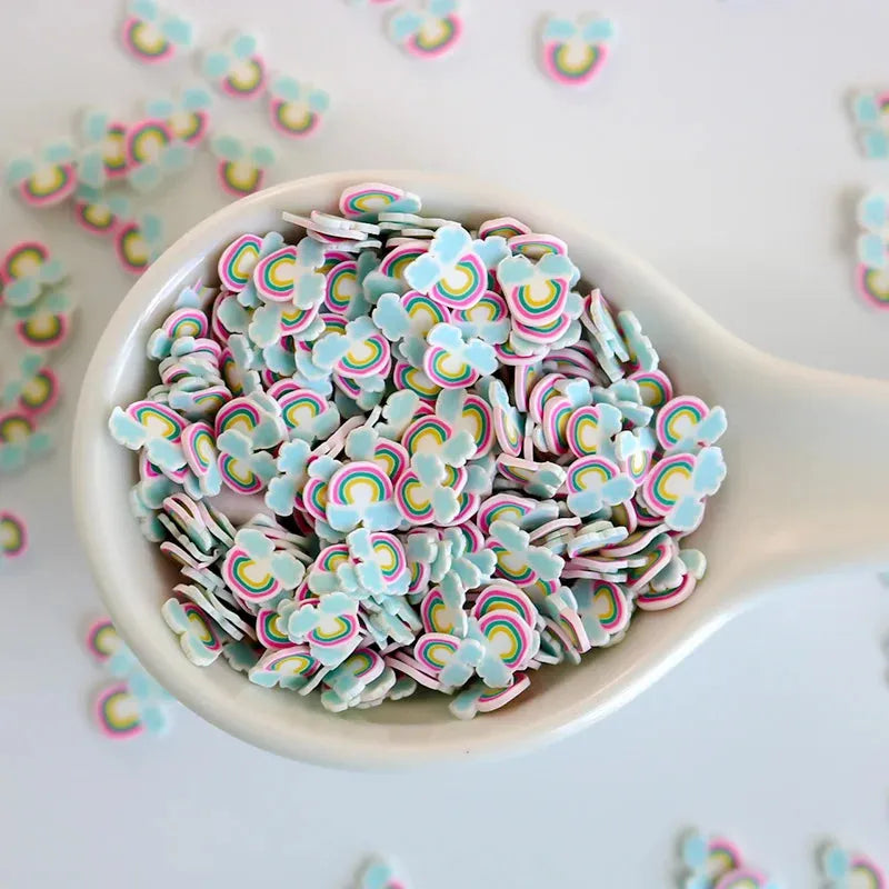 This Calls For Confetti Rainbow in the Clouds Polymer Clay Embellishment