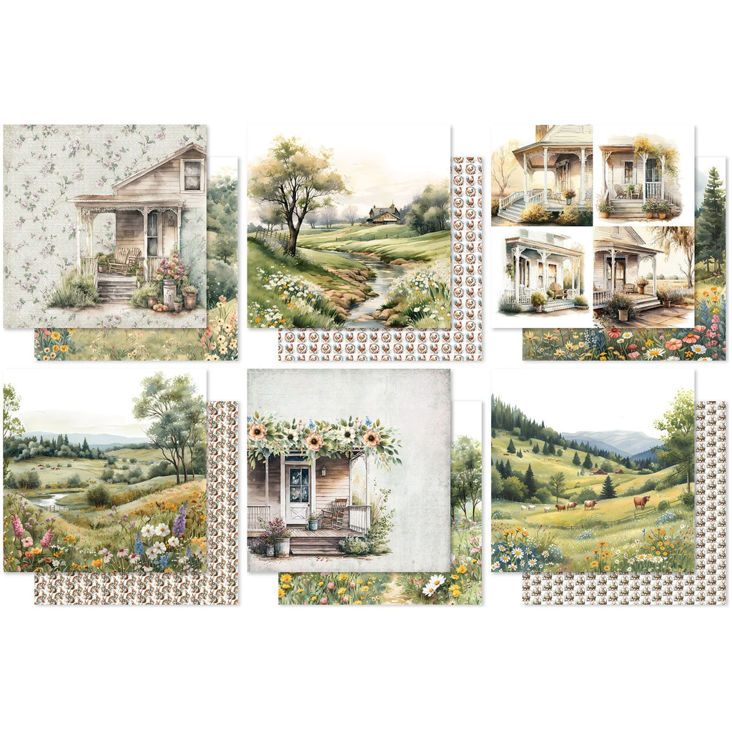 Paper Rose Farmhouse Friends Background 12x12 Paper 32001 sheets