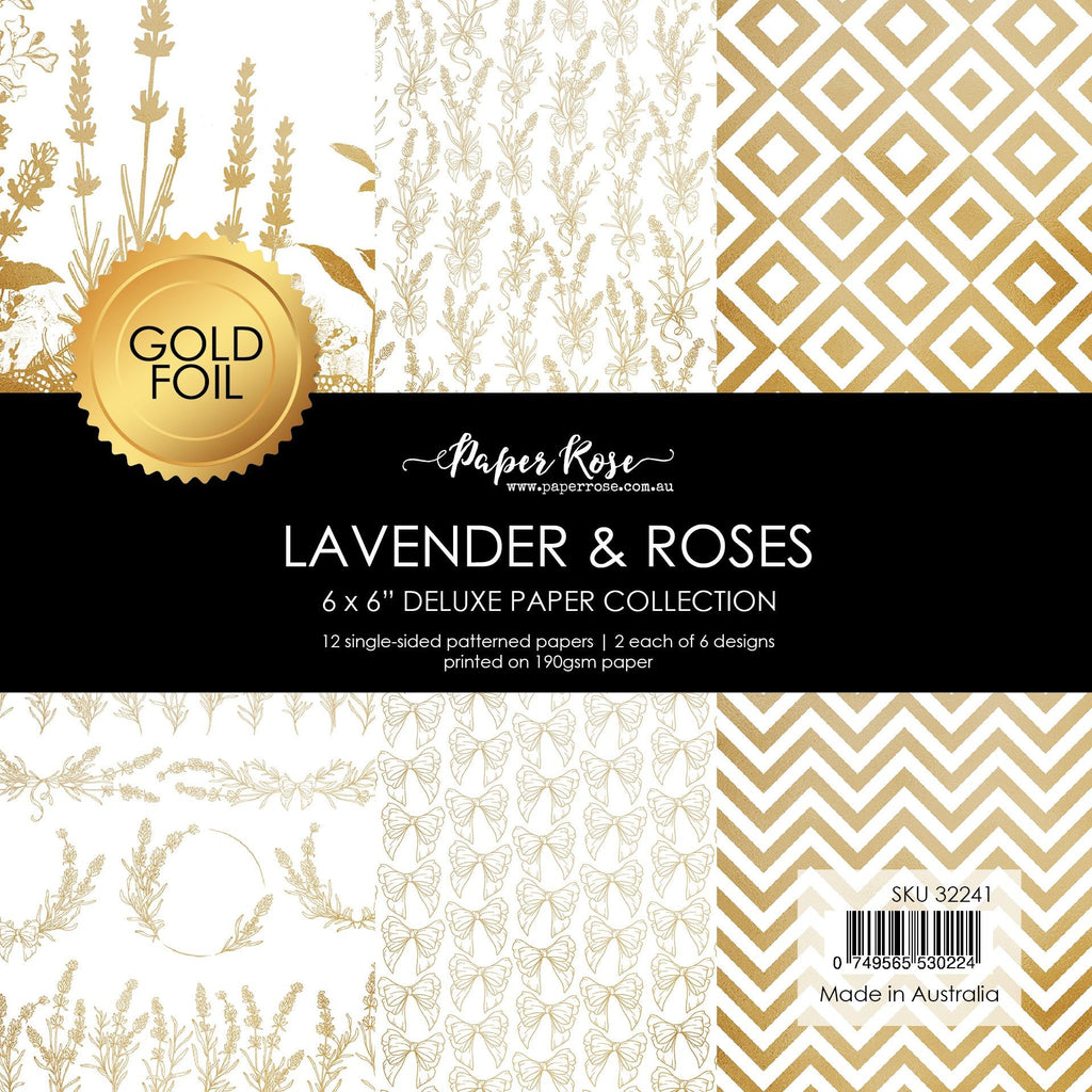 Paper Rose Lavender & Roses 6x6 Gold Foil Paper 32241