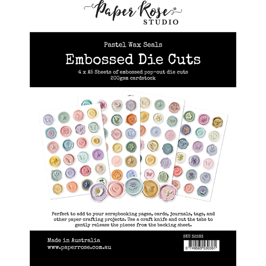 Paper Rose Pastel Wax Seals Embossed Die Cuts 32283