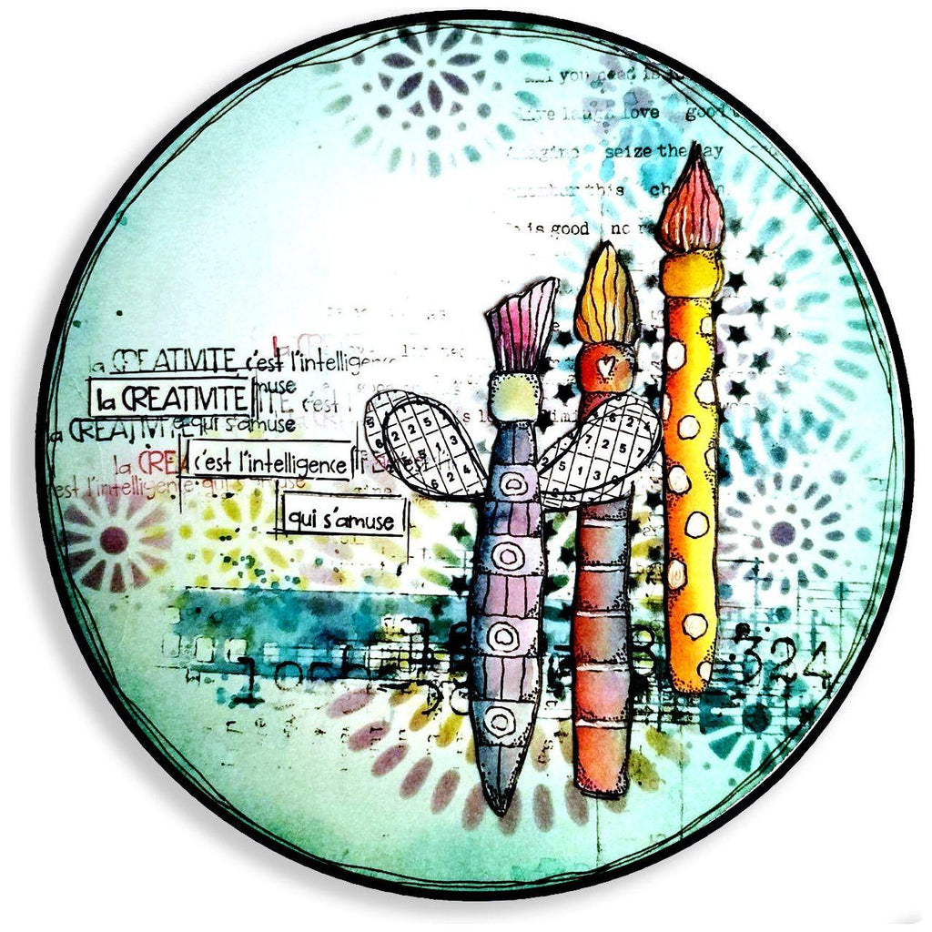 Carabelle Studio Paint Brushes A6 Cling Stamps sa60657 circle