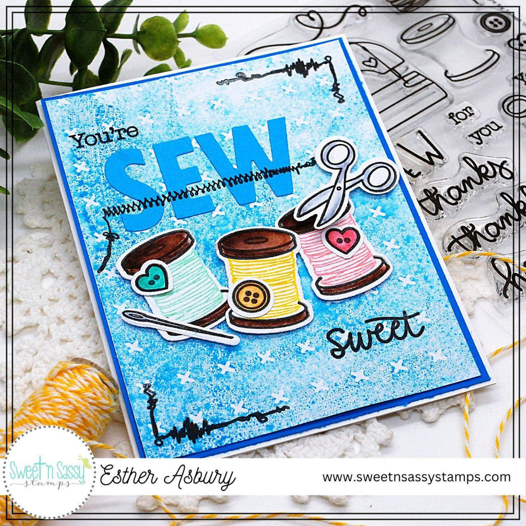 Sweet 'N Sassy Sew Many Stitches Clear Stamp Set sns-23-021 You're So Sweet Card