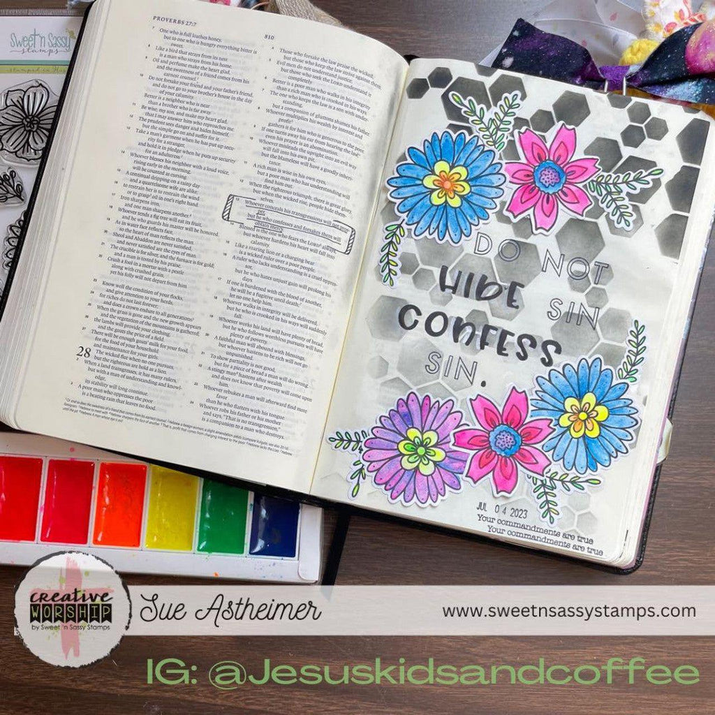 Sweet 'N Sassy Be A Wildflower Die Set snsd-0232 Sue Astheimer Bible journaling page