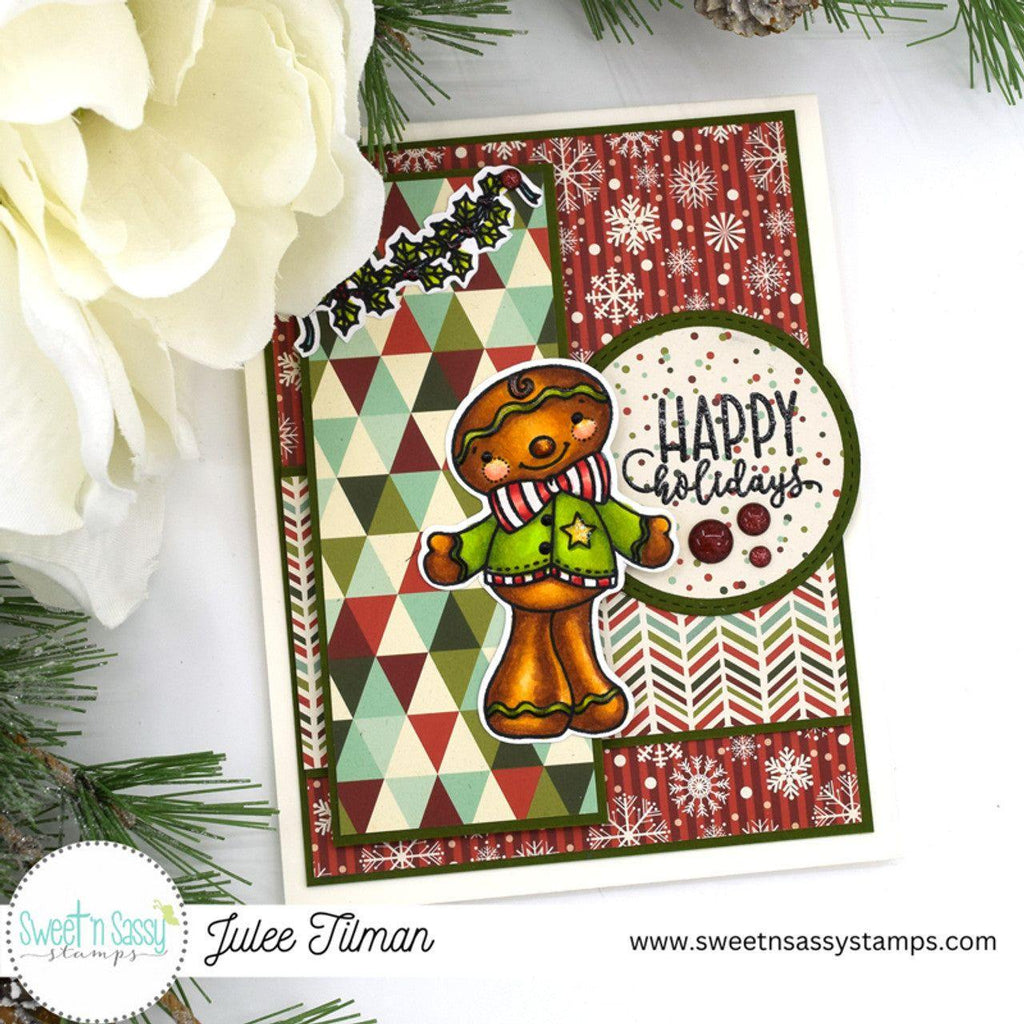 Sweet 'N Sassy Sweet Holiday Wishes Dies snsd-0240 Gingerbread Christmas Card