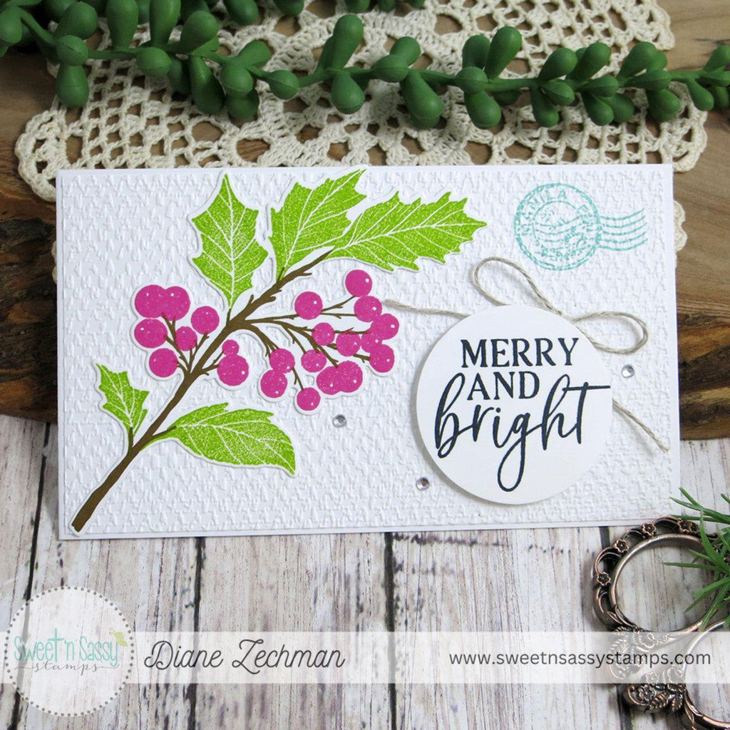 Sweet 'N Sassy Christmas Sentiments Clear Stamps sns-23-028 Merry and Bright Card