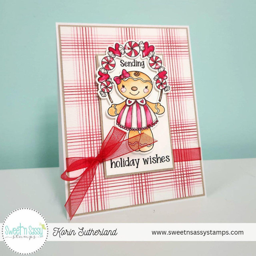 Sweet 'N Sassy Sweet Holiday Wishes Dies snsd-0240 Plaid Christmas Card