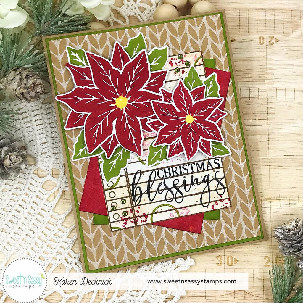 Sweet 'N Sassy Knit Background Clear Stamp sns-23-050 Christmas Blessings Card