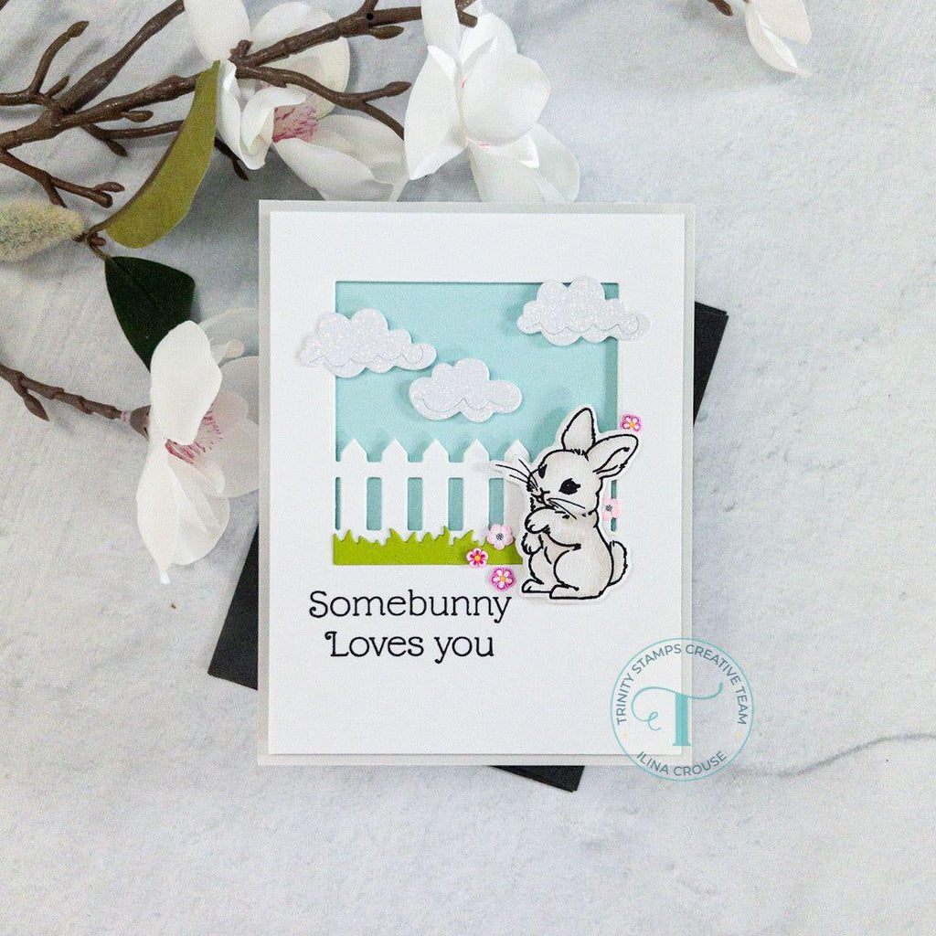 Trinity Stamps Baby Bunny Clear Stamp Set tps-232 Somebody Loves You Card | color-code:ALT01