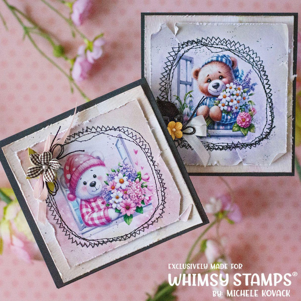 Whimsy Stamps Take Care Bear Quick Card Fronts wsqcf-15 ripped