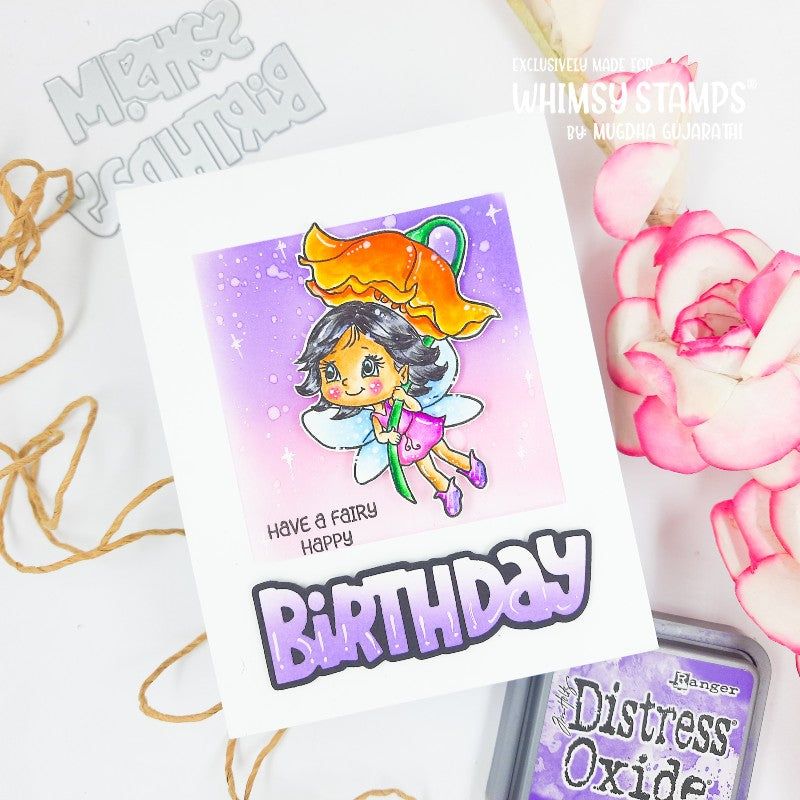 Whimsy Stamps Fairy Wishes Clear Stamps c1229a happy birthday