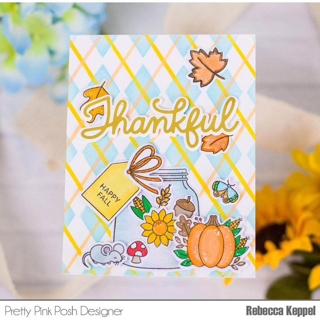 Pretty Pink Posh Thankful Script Hot Foil Plate fall items