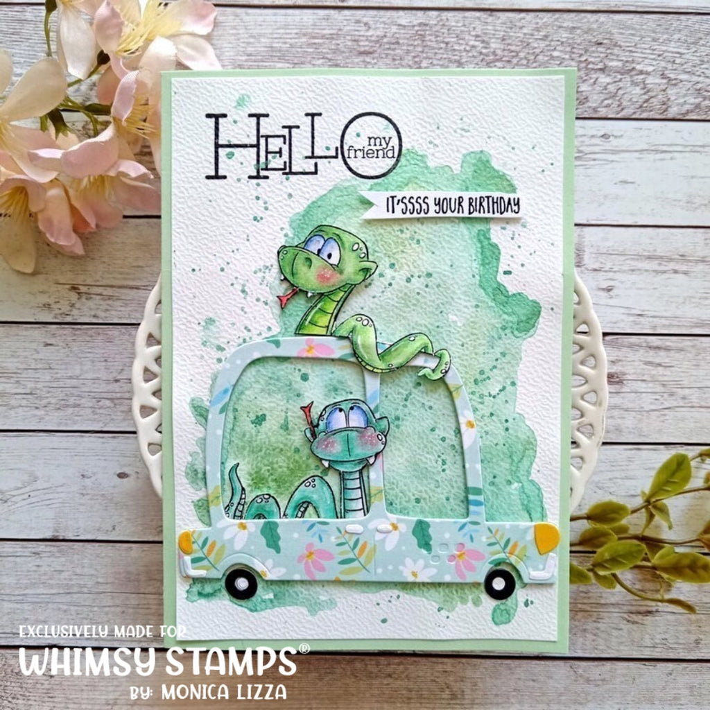 Whimsy Stamps Sassy Snakes Clear Stamps dp1030a watercolor