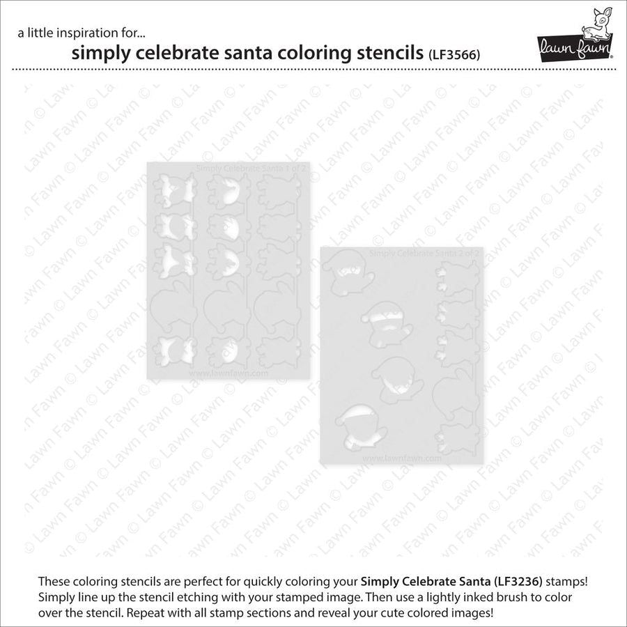 Lawn Fawn Simply Celebrate Santa Coloring Stencils lf3566 individual stencils