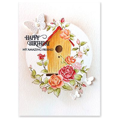 Penny Black Cling Stamp Birdhouse Beauty 40-922 happy birthday