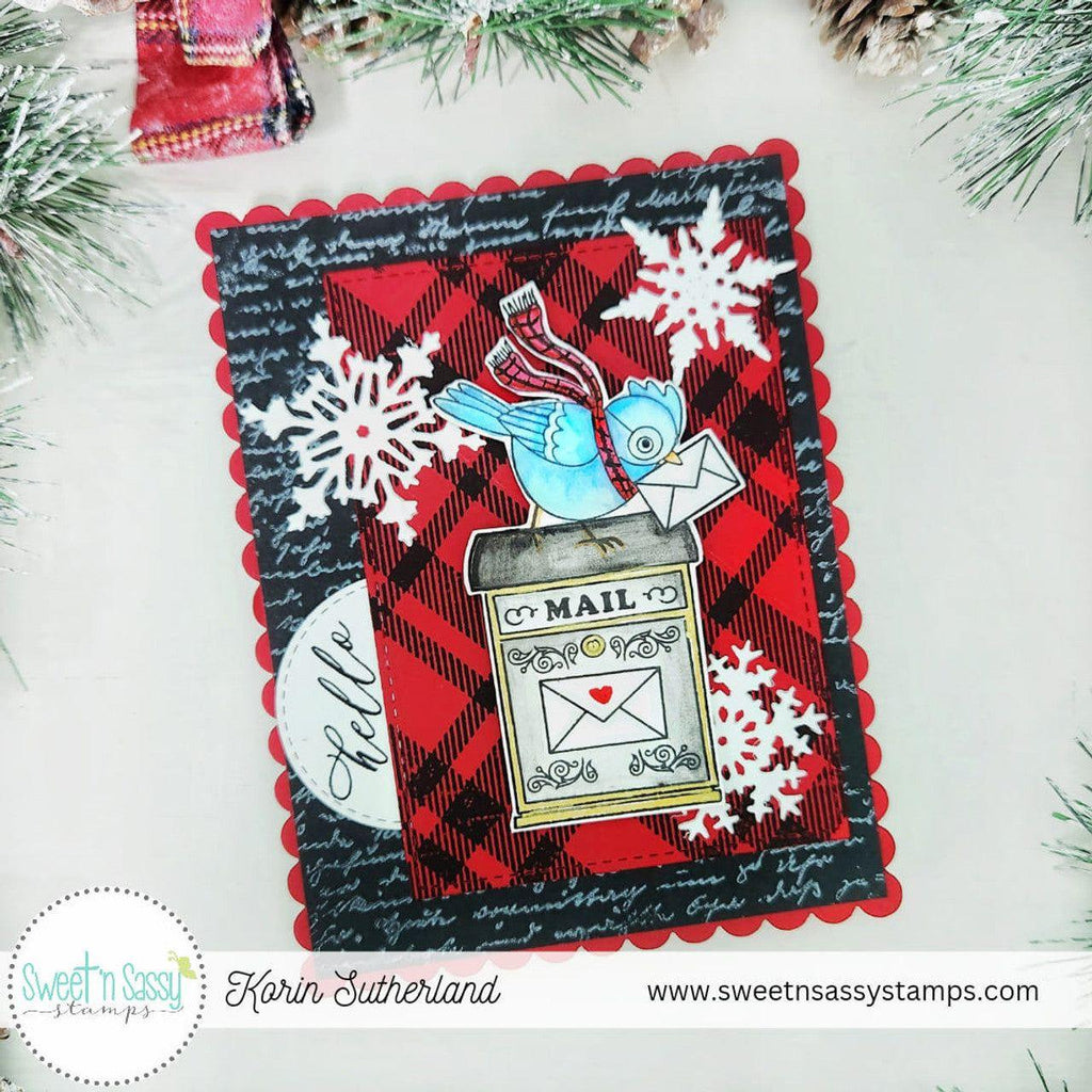 Sweet 'N Sassy Diagonal Plaid Background Clear Stamp sns-23-063 Christmas Card Mail