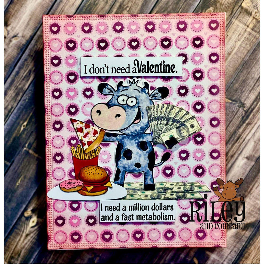 Riley and Company Funny Bones I Don't Need A Valentine Clear Stamp rwd-1211 heart background