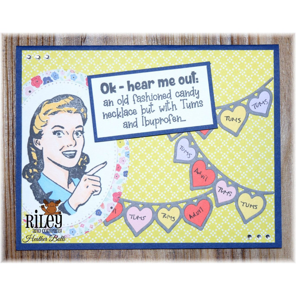 Riley and Company Funny Bones Ok Hear Me Out Clear Stamp rwd-1216 candy necklace