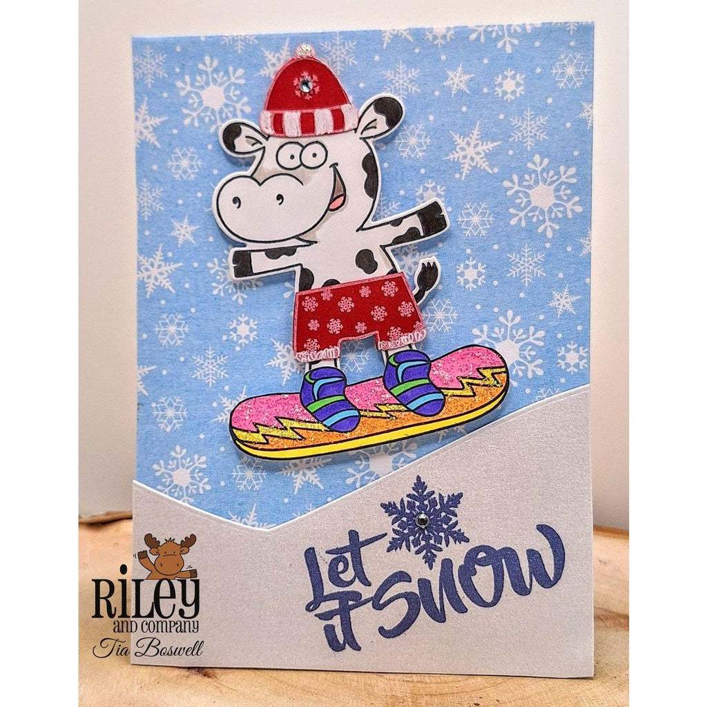 Riley and Company Funny Bones Let it Snow Clear Stamp rwd-1213 snowboarding