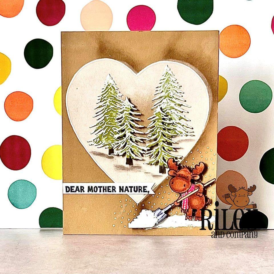 Riley and Company Funny Bones Dear Mother Nature Clear Stamp rwd-1215 shovel snow