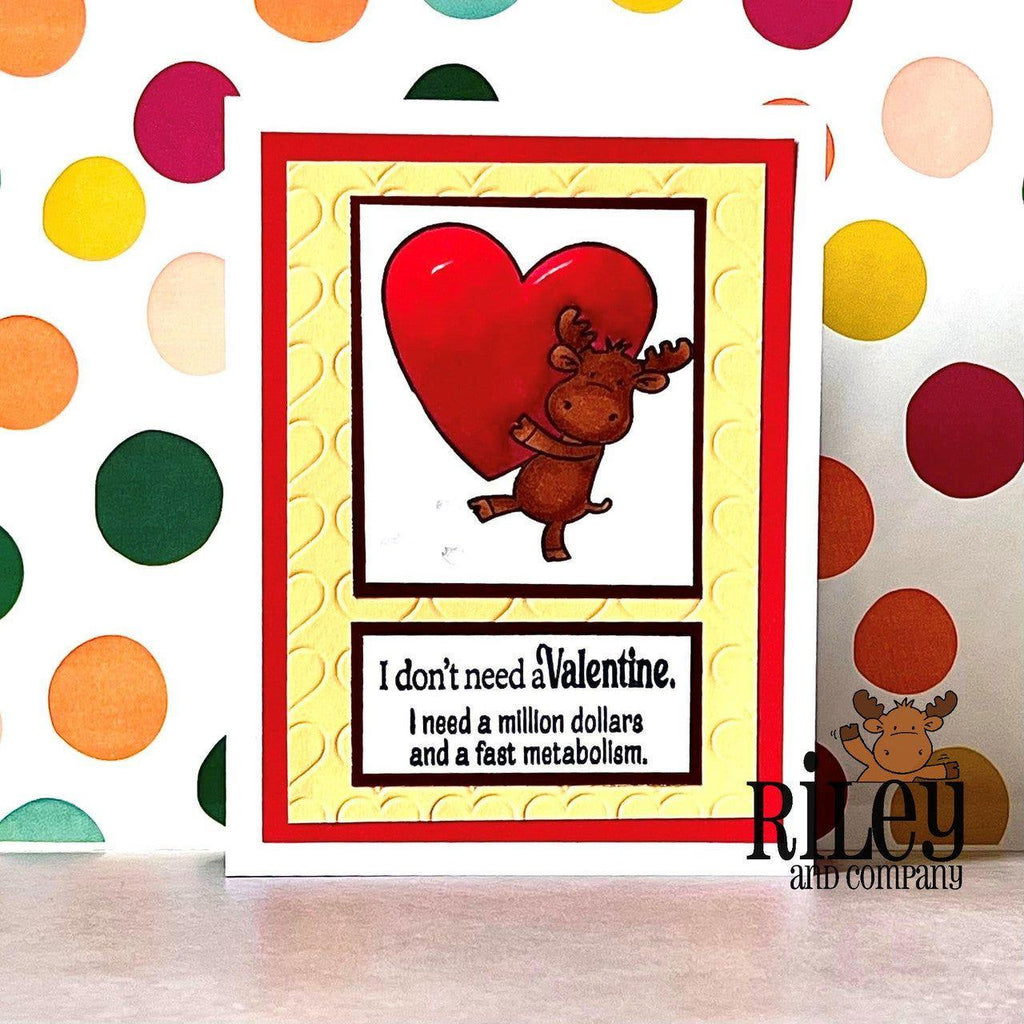 Riley and Company Funny Bones I Don't Need A Valentine Clear Stamp rwd-1211 hearts