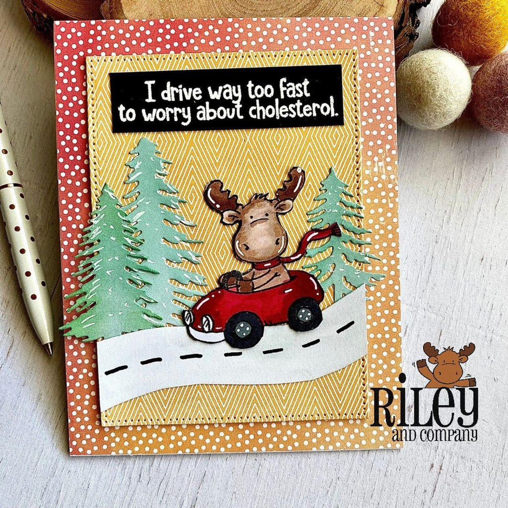 Riley and Company Funny Bones I Drive Way Too Fast Clear Stamp rwd-1212 moose driving