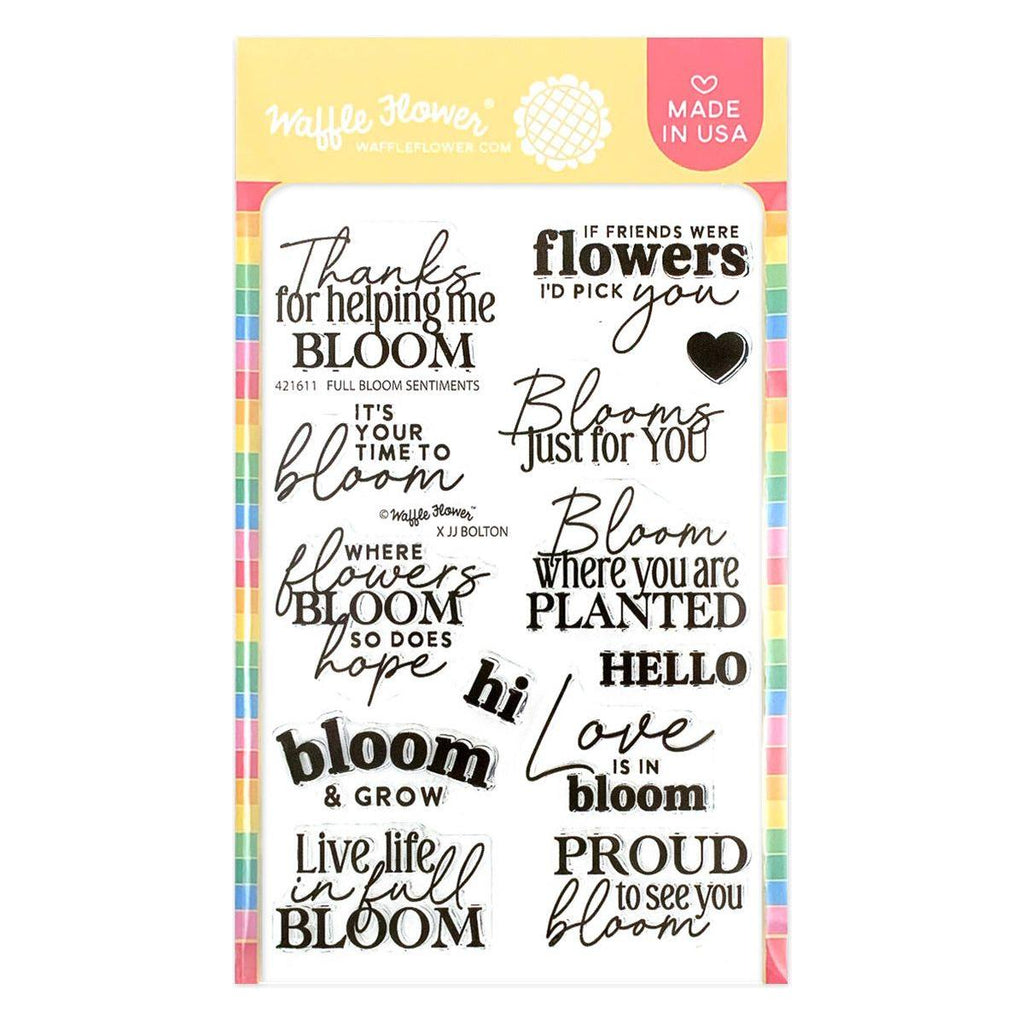 Waffle Flower Full Bloom Sentiments Clear Stamps 421611