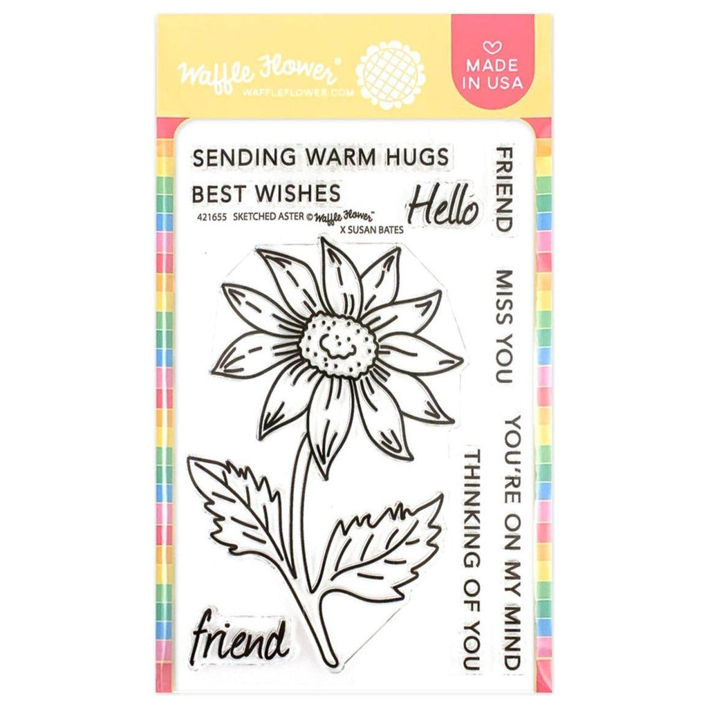 Waffle Flower Sketched Aster Clear Stamps 421655