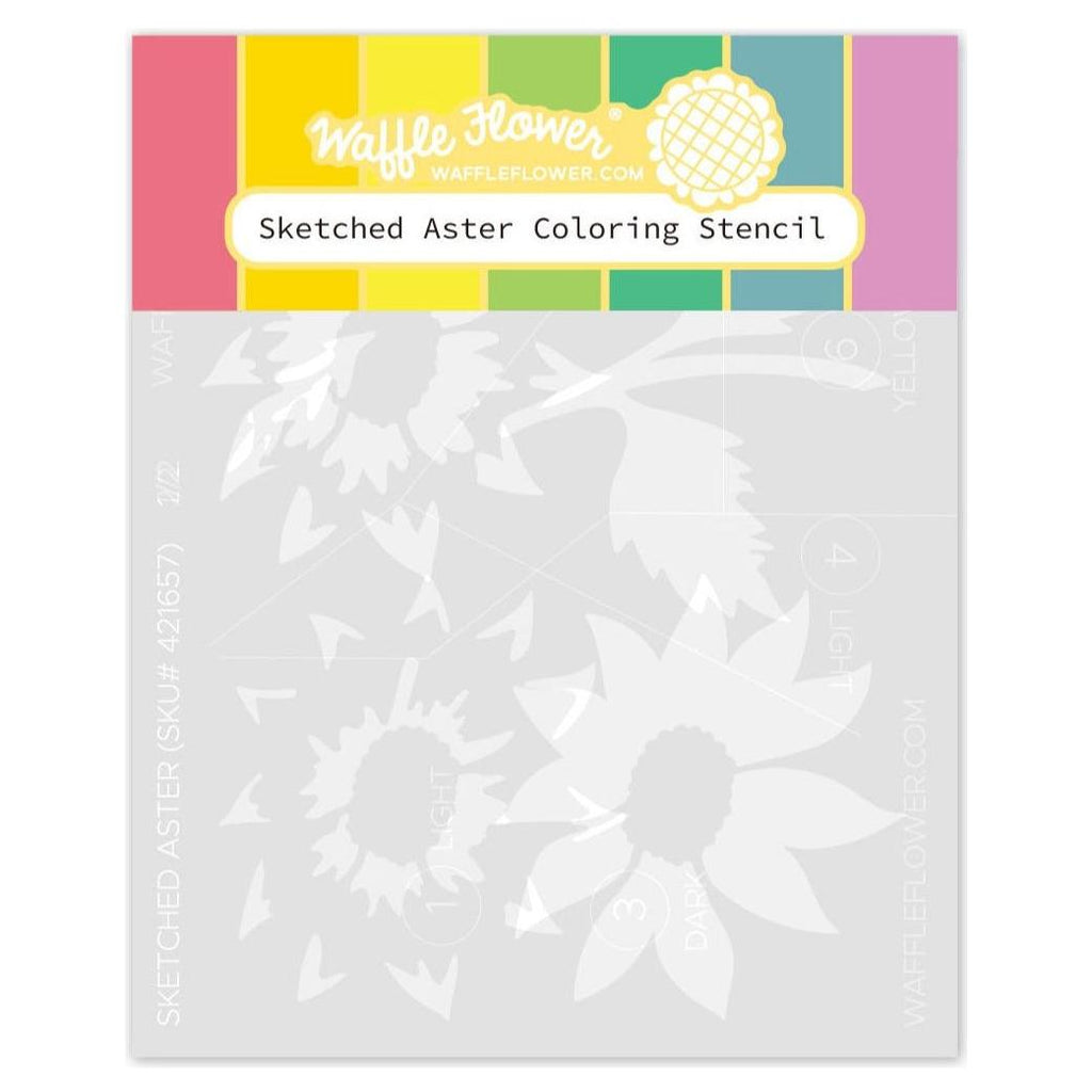 Waffle Flower Sketched Aster Coloring Stencils 421657